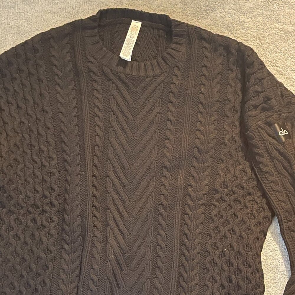 ALO Cable Knit Crew Neck Sweater